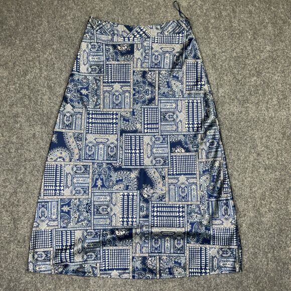 J. McLaughlin Skirt Womens Size 6 Blue Silky Maxi Aline Date Party Business - Picture 9 of 10